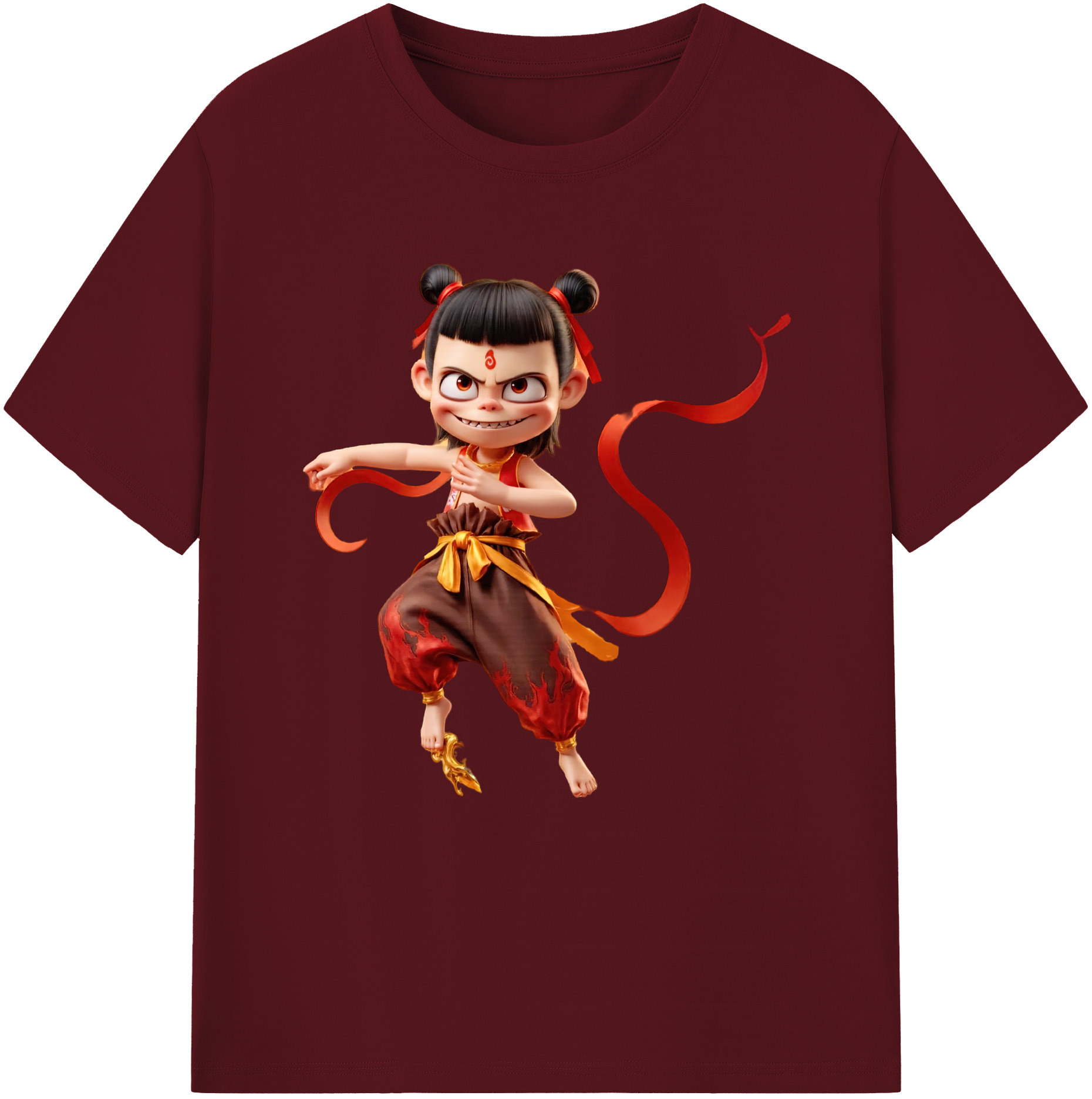 （画像用） Ne Zha 2 ナタ 魔童の大暴れ 綿100％半袖Tシャツ（フロントプリント）